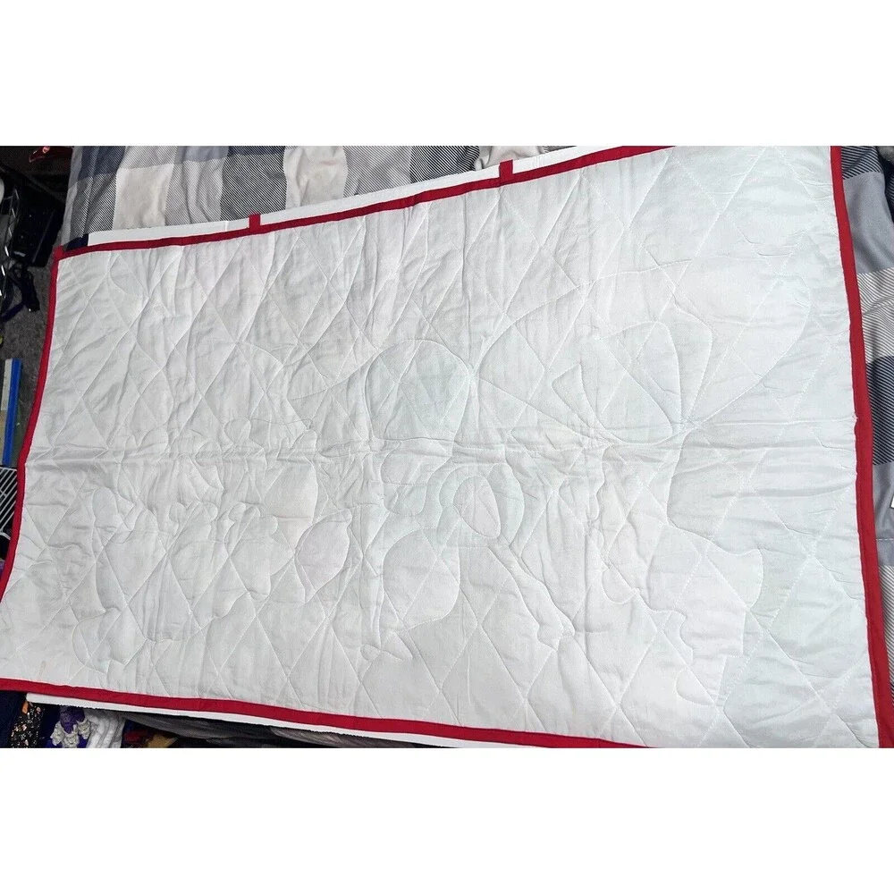 VTG Handmade Mickey Mouse Friends Blue Quilt Wall Hanging Loops Hot Air Balloon